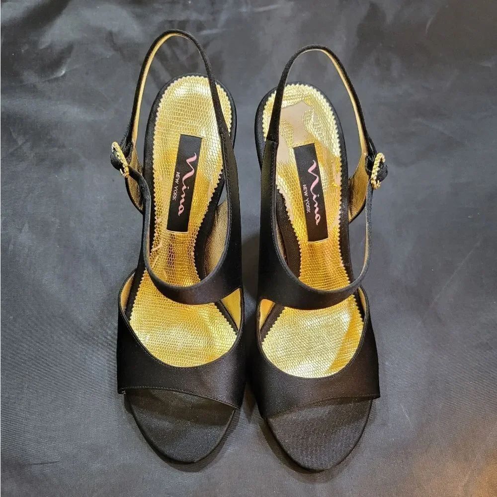 NINA NEW YORK OPEN TOE SLINGBACK HIGH HEEL SANDAL